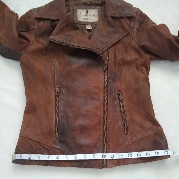 Wilsons Vintage leather biker asymmetric moto quilted shoulder distressed - Picture 6 of 7